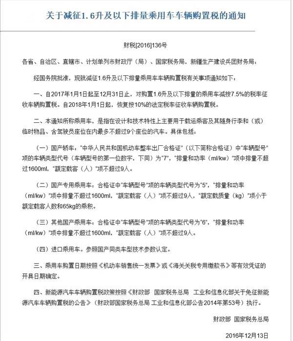2016汽车政策