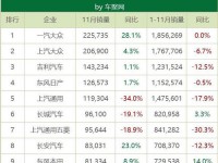 11月车企销量全榜：56%同比下跌，吉利超通用日产进前三 | 聚数